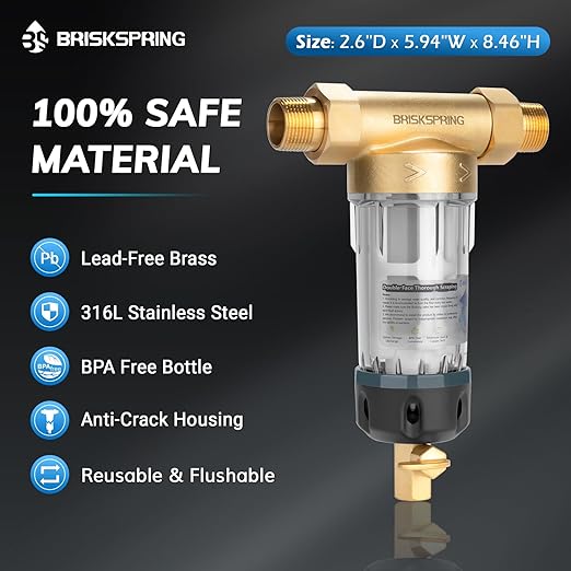 40 Micron Spin Down Sediment Filters With Scraper, Disassembly-Free Sediment Filter, Reusable Whole House Water Filter System for City/Well Water, 1" MNPT + 3/4" FNPT + 3/4"MNPT, BPA Free
