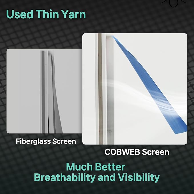 Premium Window Screen Replacement DIY KIT 39" 51" Blocks Rain, Pet Scratch, Pollen, Fine Dust 99%, 30Mesh Durable New Material, DIY Tools Included (39in X 190in-Magnet KIT)