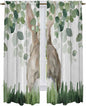 Easter Kitchen Curtains, Country Rabbit Botanical Leaves Wooden Grain Light Filtering Window Curtain Panels, 2Pcs Rod Pocket Window Treatments Set for Living Room Bathroom Bedroom 52x72 Inches