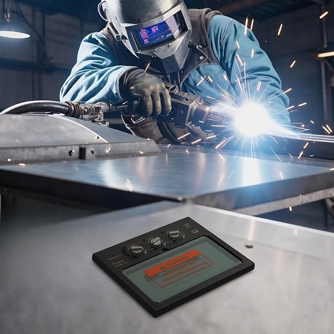 Auto Darkening Welding Lens with Solar Power and Sensor, DIN9-DIN13 LCD Screen Filter for Protective Gear Cover, Fast Response and IR Blocking