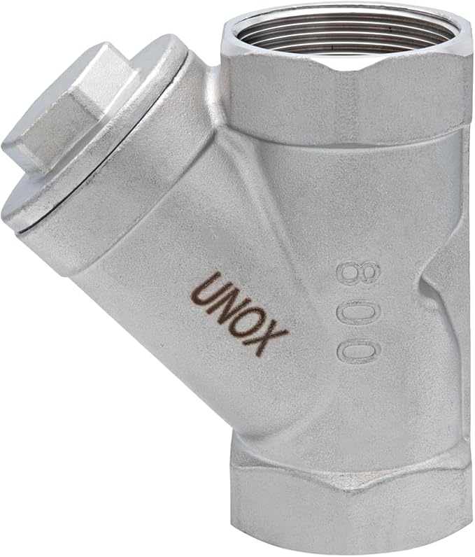 UNOX 1 1/4" Y-Type Stainless Steel Industrial Strainer - AISI 304 - Water Oil Filter for Plumbing Tools & HVAC Systems, Heavy-Duty Pipeline Protection, PN6/PN10 Rated