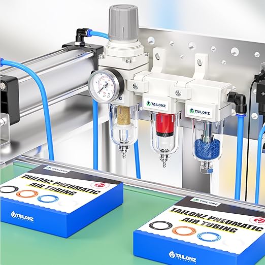 TAILONZ PNEUMATIC 0-150PSI 1/4 Inch NPT Grade 3 Stage Air Drying System, Particulate Filter, 5/0.01 Micron Filter Air Filter Pressure Regulator (Manual Drainage）