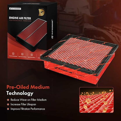 A-Premium High-performance, Pre-oiled Engine Air Filter Compatible with Jeep, Toyota, Lexus & Dodge - 2011-2021 Grand Cherokee, 2012-2017 Camry, Tacoma, Highlander, Sienna, RX350, Durango, ES350
