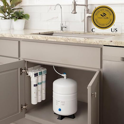 Brondell Capella Reverse Osmosis System, Under Sink, Black – 4 Stage RO Water Filtration, Designer Chrome Faucet with LED Filter Change Reminder – Quick Change Filters, WQA Certified