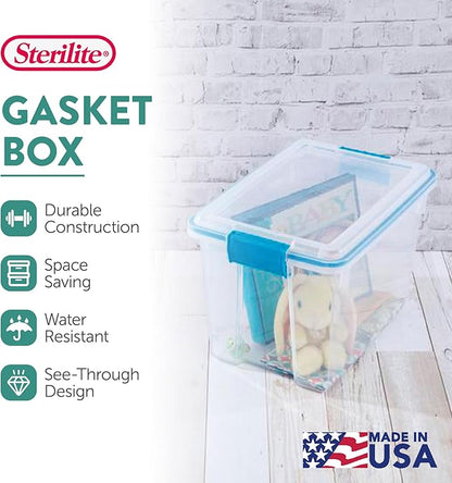 Sterilite 24-Pack Gasket Box, Weather-Resistant Storage Bins with Latching Lids, 20 Quart - Heavy-Duty Organizing Containers for Closet, Bathroom, and Office