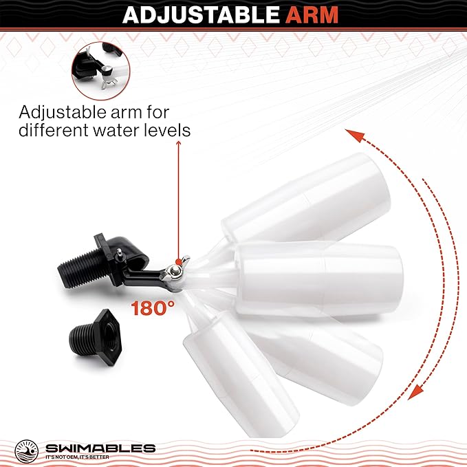 Swimables 3/8" and 1/2" Pool Auto Fill Float Valve Replacement | Includes Adapter From 3/8 Inch to 1/2 Inch | Compatible with Most Water Float Valve For Water Tank and Pool Water Leveler Auto Fill