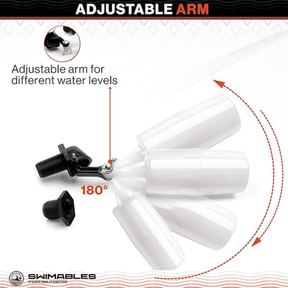 Swimables 3/8" and 1/2" Pool Auto Fill Float Valve Replacement | Includes Adapter From 3/8 Inch to 1/2 Inch | Compatible with Most Water Float Valve For Water Tank and Pool Water Leveler Auto Fill