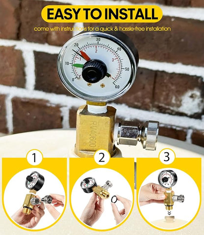 98209800 High Flow Manual Relief Valve/Air Relief Manual Valve Assembly with Pressure Gauge, Replacement for Pool and Spa Filter (RV40600 (98209800 Brass))