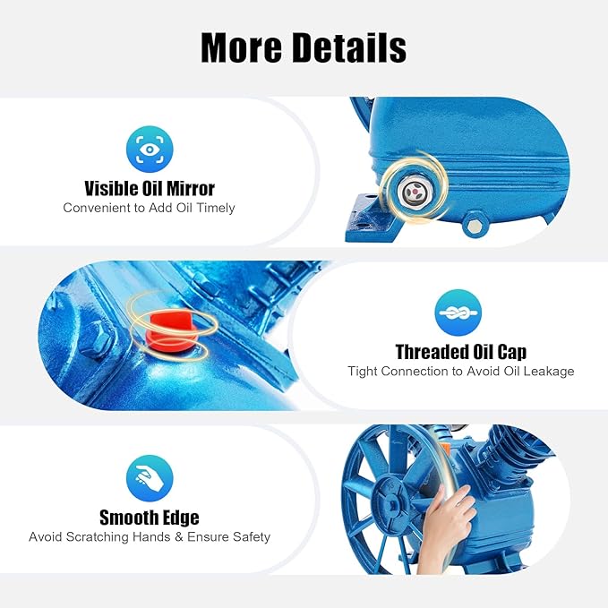 V Air Compressor Pump Head for 3 HP 2 Piston Motor Twin Cylinder Single Stage,Air Compressor Pump Motor Head Single Stage, in Tools & Home Improvement Portable Air Compressors