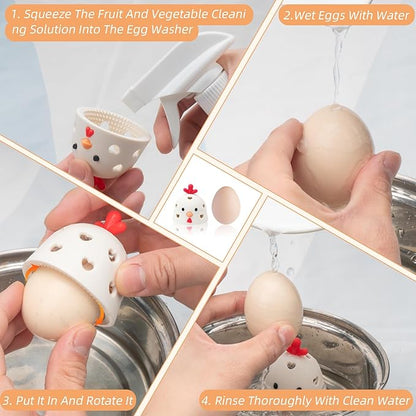 Silicone Egg Brush Cleaner, Egg Washer for Fresh Eggs, Egg Cleaner for Fresh Eggs, Egg Scrubber for Fresh Eggs, Reusable Cleaning Tools for Egg Washer (White)