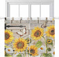 Farm Flowers Bedroom Curtains 63 Inch Length, Window Curtains Tab Top, Retro Sunflowers Barn Doors Butterfly Wood Board Light Filtering Window Treatments Drapes 42"x63" 2 Panel