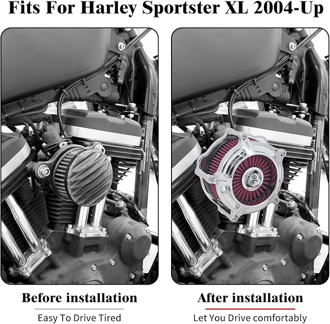 HDBUBALUS Motorcycle CNC Spike Air Cleaner Air Filter Intake System Filter (A-For Sportster XL models 04-22)