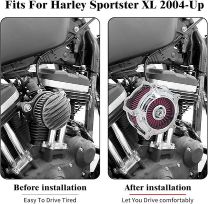 HDBUBALUS Motorcycle CNC Spike Air Cleaner Air Filter Intake System Filter (A-For Sportster XL models 04-22)