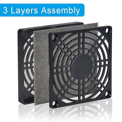 ELUTENG 80mm Fan Filter 2 Pack Ventilation Grill Cover IP40 Dustproof Cool Computer Ventilator Guard with Screwdrivers Dust Filter Kit for 8cm Cooling Fan Compatible for 80x80 Case Fan USB Cooling Fan