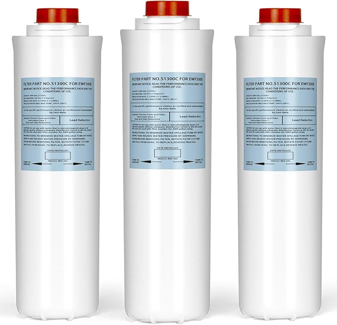 51300C Replacement Filter, 3 Packs Replacement for EzH2O Filter Bottle Stations, 3000 Gallon 51300C Water Filter Replacement for ERF750, 51299C, 55898C EWF3000(No Chip)