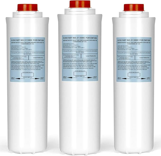 51300C Replacement Filter, 3 Packs Replacement for EzH2O Filter Bottle Stations, 3000 Gallon 51300C Water Filter Replacement for ERF750, 51299C, 55898C EWF3000(No Chip)