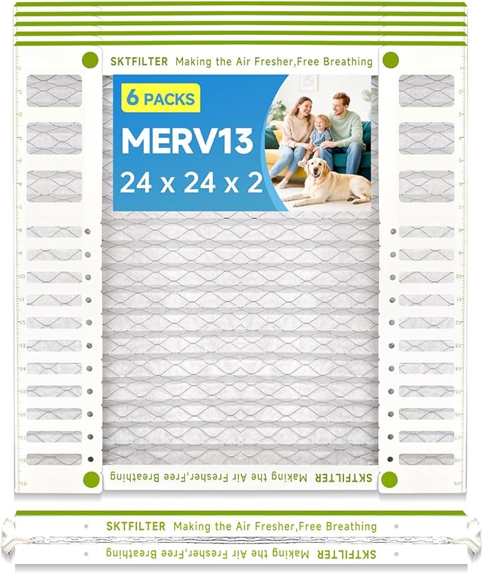 24x24x2 Air Filter AC Furnace MERV 13 Comparable with MPR 1900 FPR 10 HVAC Air Condition cabin Vent Fan Electrostatic Pleated Actual Size 23.43 x 23.43 x 1.75 6 Packs