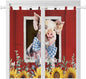 Pig Sunflowers Bedroom Curtains 72 Inch Length, Window Curtains Tab Top, Eucalyptus Leaves Floral Bees Red Barn Light Filtering Window Treatments Drapes 52"x72" 2 Panel