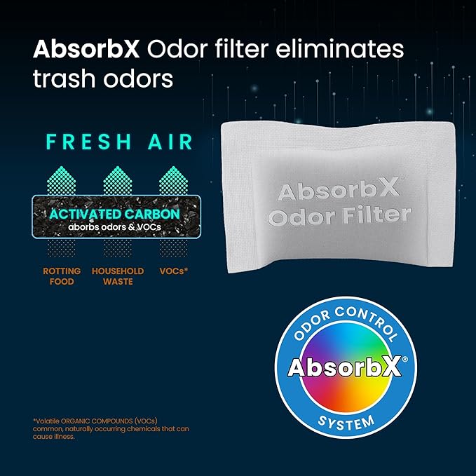 iTouchless 2-Pack AbsorbX Odor Filter Deodorizers, Absorbs Trash Odors, All Natural Activated Carbon, Biodegradable, for use with 8 Gallon and Larger Trash Cans with Odor Filter Compartment