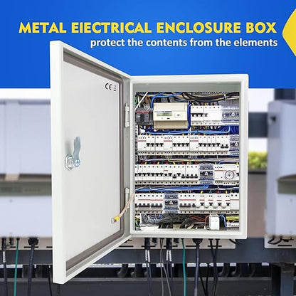 Outdoor Electrical Junction Box, 16x 12 x 8'' NEMA 4X Enclosure Box, Wall Mounted IP66 Waterproof & Dustproof Lockable Metal Junction Box