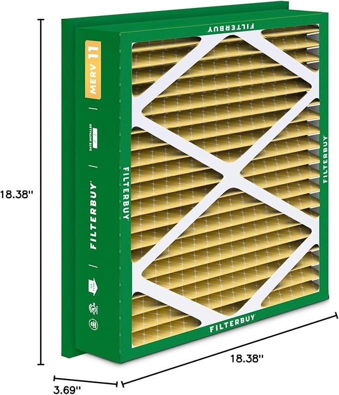 Filterbuy 20x20x5 Air Filter MERV 11 Superior Pet & Allergy Defense (4-Pack), Electrostatic Pleated HVAC AC Furnace Filters for Honeywell Return Grille FC40R1003 (Actual Size: 18.38 x 18.38 x 3.69)