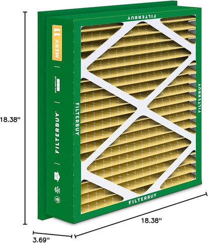 Filterbuy 20x20x5 Air Filter MERV 11 Superior Pet & Allergy Defense (4-Pack), Electrostatic Pleated HVAC AC Furnace Filters for Honeywell Return Grille FC40R1003 (Actual Size: 18.38 x 18.38 x 3.69)