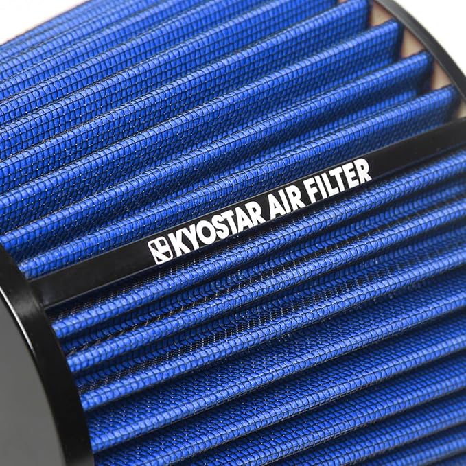 KYOSTAR Universal 3/3.5/4" (75/89/100mm) High-Flow Air Filter, Reusable Cone Cold Air Intake, High Performance Clamp-On Car High Flow Dry Air Kit, Flange Diameter: 3/3.5/4 Inch, Height: 6.2 Inch, Blue