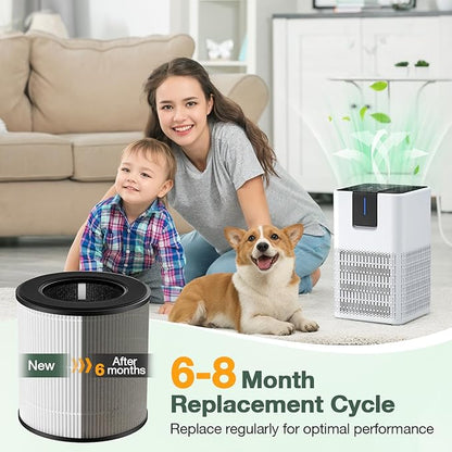isinlive M05 B-D02L Replacement Filter, 2 Pack, White, Compatible with MOOKA M05/ MOOKA B-D02L/ KOIOS B-D02L/ VEWIOR B-D02U Air Purifiers, HEPA & Activated Carbon Filtration