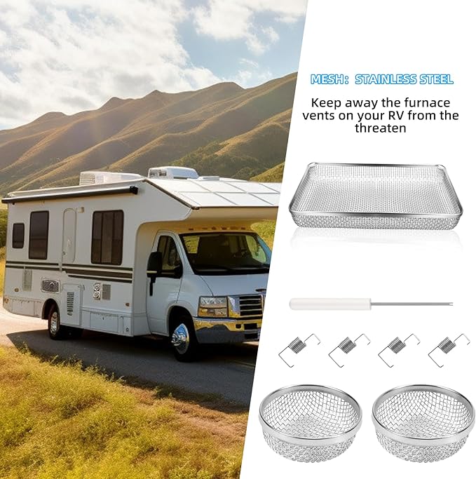 SVNR 3 Pack Flying Insect Screen for RV Refrigerator Vents, 8.5" x 5.8" x 1.5" & 1.4" x 2.8" x 1.4", Camper RV Furnace Vent Screen Accessories.
