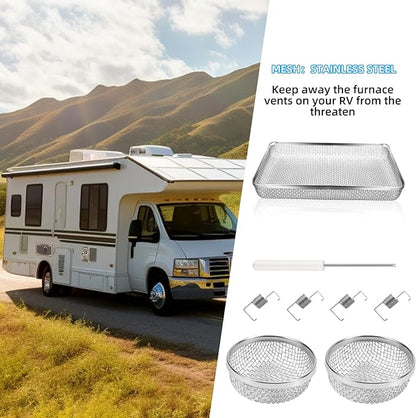 SVNR 3 Pack Flying Insect Screen for RV Refrigerator Vents, 8.5" x 5.8" x 1.5" & 1.4" x 2.8" x 1.4", Camper RV Furnace Vent Screen Accessories.