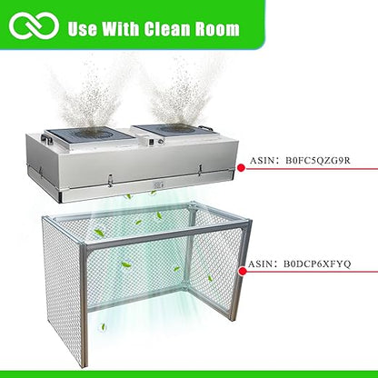 HEPA H14-Filter Laminar Flow Hood Updated FanFilter Unit（Include HEPA Filter）100/ISO Class 5 Cleanroom/Laboratory/Cleanroom/Mushroom Room, Laminar Air Flow Hood(46.2"x22.6"110V，Dual Machine)