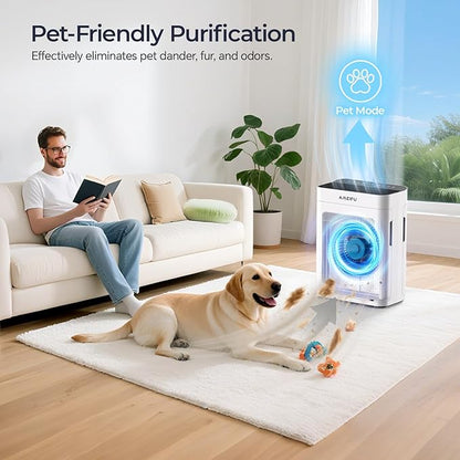 Air Purifiers for Home Large Room 3500 Ft2 with Washable Pre-filter, 3-Stage HEPA Double-Sided Air Purifier, Smart WiFi APP Control, Sleep Mode, PM2.5 Display Air Cleaner for Pets Hair, Dust, Smoke