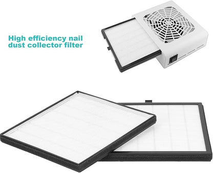 2pcs 17.5 x 18cm Nail Dust Collector Filter, Nail Dust Extractor Filter, Nail Dust Collector Accessory for 40W Nail Dust Vacuum Machine
