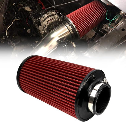 RYANSTAR RACING 76mm 3" High Flow Round Tapered Cone Cool Air Filter Cleaner with Top Filter Design Long 270mm tall