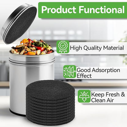 10PCS Compost Bin Charcoal Filters- 6.7inch Activated Carbon Filters，Round Charcoal Replacements for Kitchen Compost Bin Pail Replacement,Countertop Home Bucket Refill