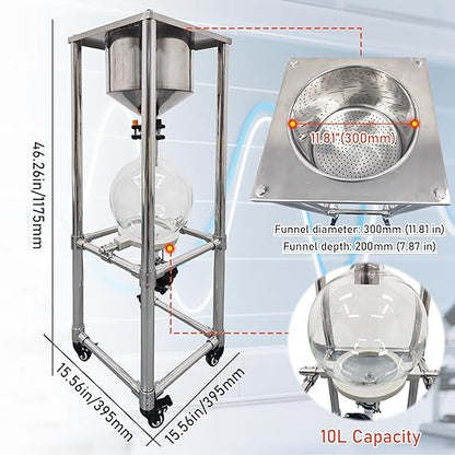 INTSUPERMAI 10L Buchner Funnel Filtering Kit, with 10L Vacuum Flask, Stainless Steel Frame, Negative Pressure Filtration, Lab Vacuum Suction Filter for Liquid-Liquid Extraction
