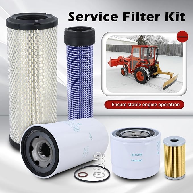 Maintenance Service Filter Kit Compatible with Kubota L3010 L3130 L3410 L3430 HST Replaces# TA040-93220 TA040-93230 HH164-32430 HHTA0-37710 15521-43160