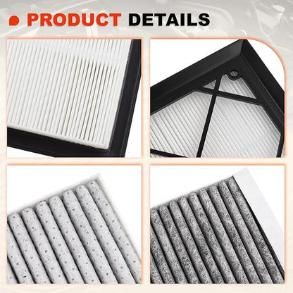 6-Pack HEPA Air Intake Filter & Upgrade Activated Carbon Cabin Air Filter Kit, Replacement for 2020-2025 Model Y Juniper Refresh Accessories (Premium/Performance), Replaces # 165837500A, 165837600A