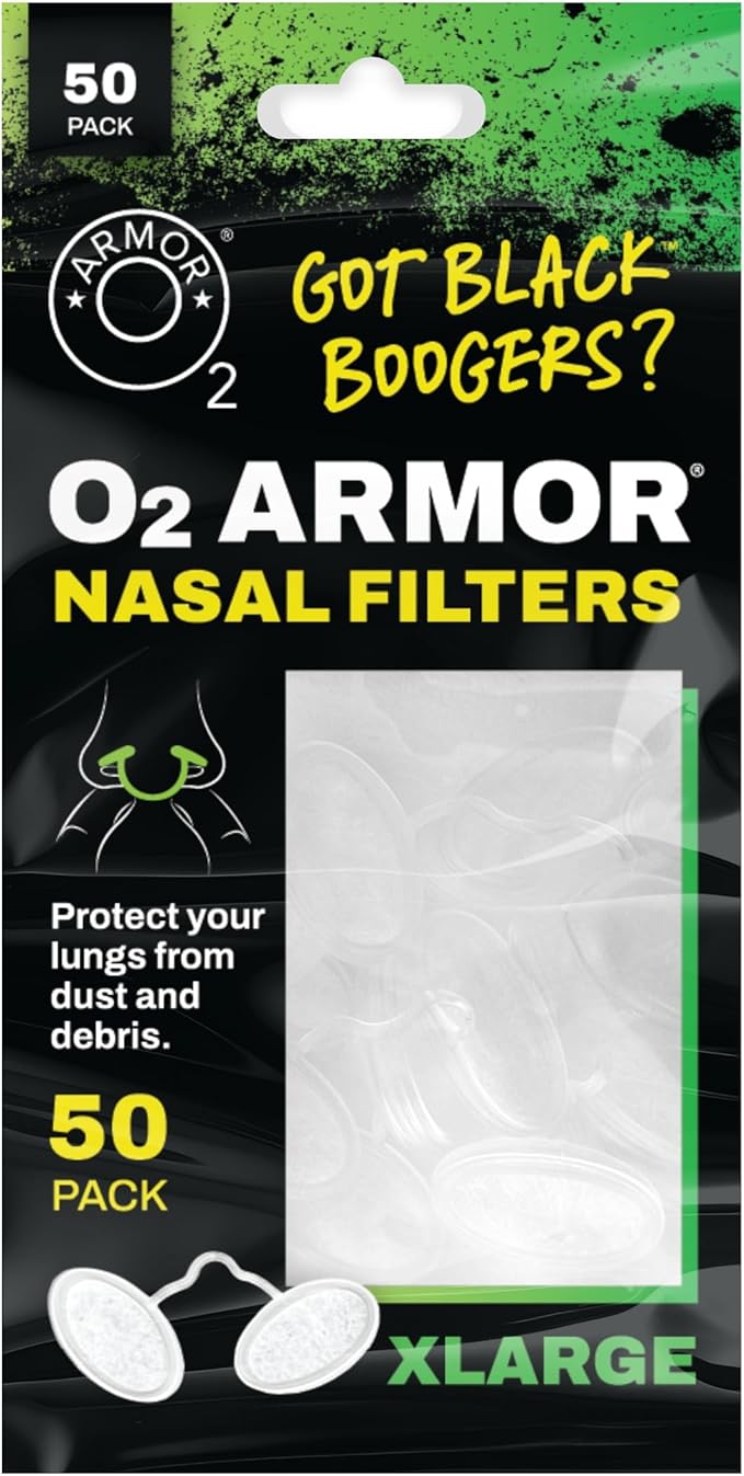 O2 Armor Nose Filters for Welders & Allergies - Nose Filter for Dust - Nasal Filters for Welding - Nose Dust Mask for Construction (50 Pack, Size X-Large)