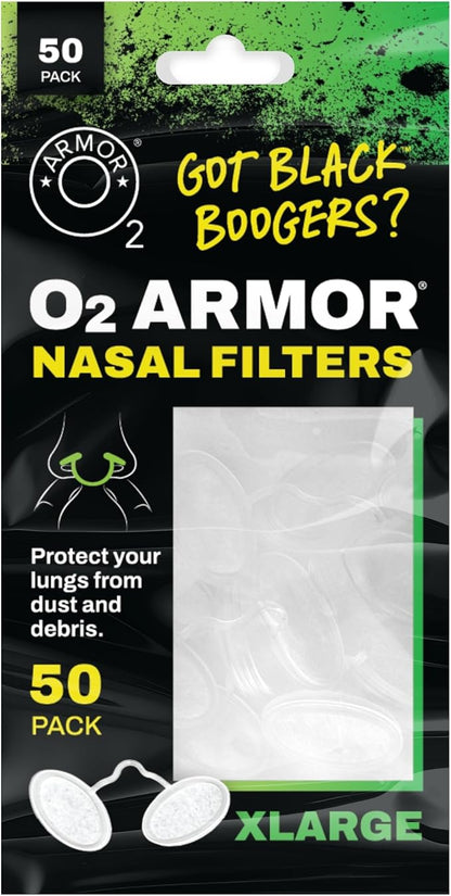 O2 Armor Nose Filters for Welders & Allergies - Nose Filter for Dust - Nasal Filters for Welding - Nose Dust Mask for Construction (50 Pack, Size X-Large)