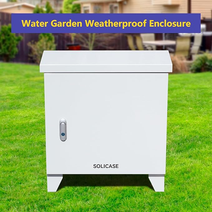 Pond Aerator Weatherproof Outdoor Cabinet, Air Pump 20”W×14.6”D×18”H with Cooling Fan,pre-wired outlet