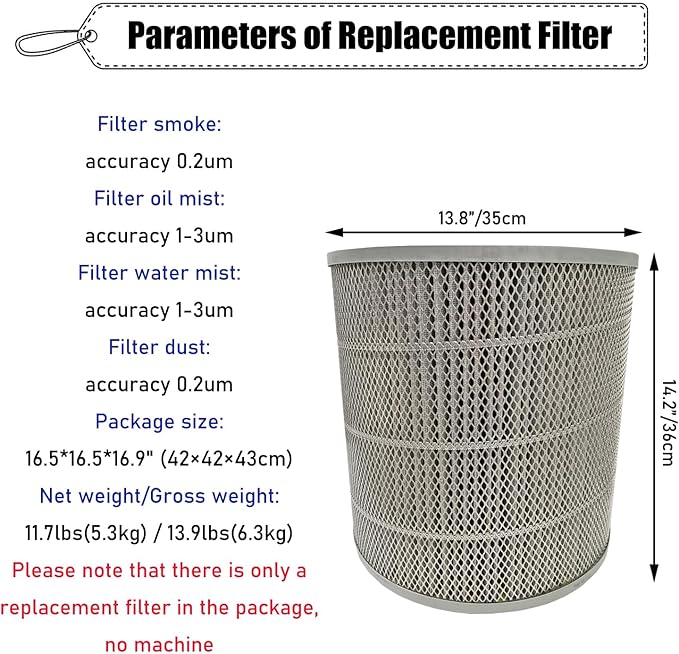 INTSUERMAI CNC Oil Mist Collector Replacement Filter Industrial Fume Purifier Replacement Filter CNC Oil Mist Purifier Changing Accessories