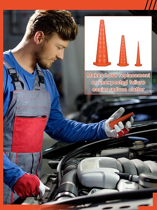 Hydraulic Oil Service Plugs Large Medium Small Sizes Multi Pack Rubber Drip Proof Hose Plugs Industrial Hydraulic Kit for Irrigation, 3 Sizes(35 Pcs,Orange)