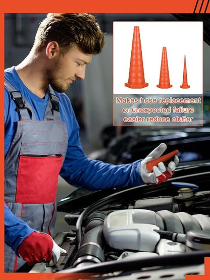 Hydraulic Oil Service Plugs Large Medium Small Sizes Multi Pack Rubber Drip Proof Hose Plugs Industrial Hydraulic Kit for Irrigation, 3 Sizes(35 Pcs,Orange)