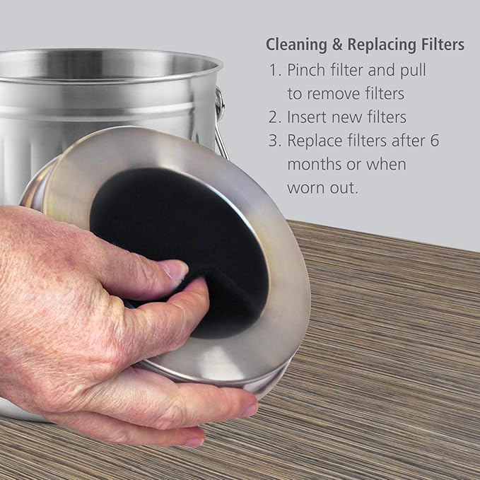 12 Pieces Activated Carbon Compost Bin Filters - 6.7 Inch Extra Thick Indoor Compost Bucket Filter Activated Charcoal Countertop Replacement Bin Filters, Round