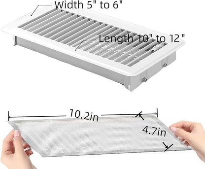 4 PCS White Magnetic Vent Covers- 4x10 Magnetic Air Vent Covers with Mesh Screen for Floor/Wall/Ceiling Registers-Easy to Install, Secure Fit, Durable Design-White