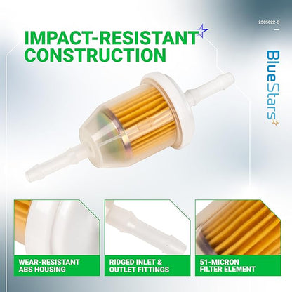 BlueStars AM116304 Fuel Filter 25 050 22-S - For 1/4 and 5/16 Fuel Line Kohler 25-050-03-S 25-050-08-S John Deere GY20709 Gravely 21541500 - Replaces 71-5960 120-436 38666 149-2206-01 - Pack of 10