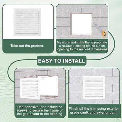 2-Pack 14"x14" Gable Vent - Premium Aluminum，Filter Screen for Removable, Ideal for Gables, Sheds, and Attics - Vent Opening 12"x12" - Boost Ventilation and Guard Against Moisture