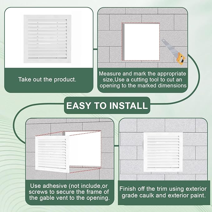 12"x12"Aluminum Gable Vent - Shed Vents with Screen,Vent Opening: 10" x 10"，Ideal for Attics and Wall, Elevating Ventilation in Clean Spaces, Featuring a Refined Design
