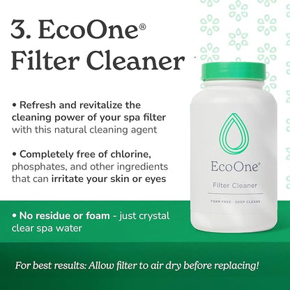 Deep Clean Kit by EcoOne | Comes with Spa & Hot Tub Filter Cleaner, Pipe Cleaner, Hot Tub Shell Cleaner, & Filter Boost | All-Natural, Chlorine-Free, & Fragrance-Free Spa Cleaners | Deeply Cleans